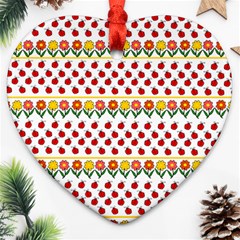 Ladybugs And Flowers Heart Ornament (two Sides) by Valentinaart