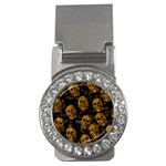 Sparkling Glitter Skulls Golden Money Clips (CZ)  Front