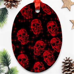 Sparkling Glitter Skulls Red Oval Ornament (two Sides) by ImpressiveMoments