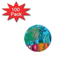 Mural Displaying Array Of Garden Vegetables 1  Mini Buttons (100 Pack)  by Simbadda