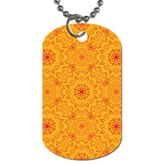 Solar Mandala  Orange Rangoli  Dog Tag (two Sides) by bunart