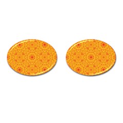 Solar Mandala  Orange Rangoli  Cufflinks (oval) by bunart