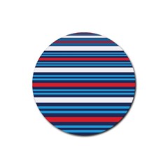 Martini Style Racing Tape Blue Red White Rubber Round Coaster (4 Pack)  by Mariart