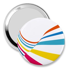 Line Rainbow Orange Blue Yellow Red Pink White Wave Waves 3  Handbag Mirrors by Mariart