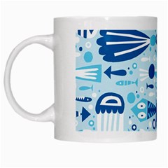 New Zealand Fish Detail Blue Sea Shark White Mugs by Mariart