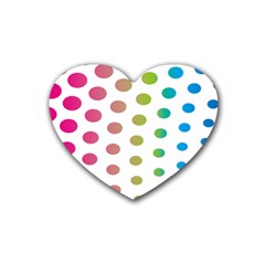 Polka Dot Pink Green Blue Rubber Coaster (heart)  by Mariart