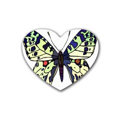 A Colorful Butterfly Image Rubber Coaster (heart)  by Simbadda