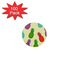 Colorful Pineapples Wallpaper Background 1  Mini Buttons (100 Pack)  by Simbadda