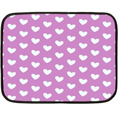 Heart Love Valentine White Purple Card Double Sided Fleece Blanket (mini)  by Mariart