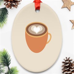 Artin Coffee Chocolate Brown Heart Love Ornament (oval) by Mariart