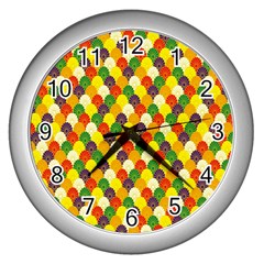 Flower Floral Sunflower Color Rainbow Yellow Purple Red Green Wall Clocks (silver)  by Mariart