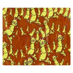 Cartoon Grunge Cat Wallpaper Background Double Sided Flano Blanket (small)  by Nexatart