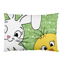 Easter Bunny And Chick  Pillow Case by Valentinaart