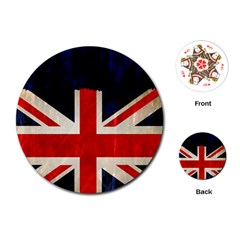 Flag Of Britain Grunge Union Jack Flag Background Playing Cards (round)  by Nexatart