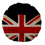 Flag Of Britain Grunge Union Jack Flag Background Large 18  Premium Round Cushions Front