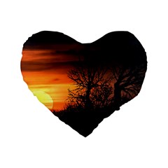 Sunset At Nature Landscape Standard 16  Premium Heart Shape Cushions by dflcprints