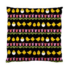 Easter - Chick And Tulips Standard Cushion Case (one Side) by Valentinaart