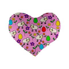 Easter Lamb Standard 16  Premium Heart Shape Cushions by Valentinaart