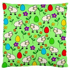 Easter Lamb Large Flano Cushion Case (two Sides) by Valentinaart