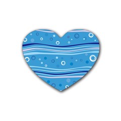 Blue Circle Line Waves Rubber Coaster (heart)  by Mariart