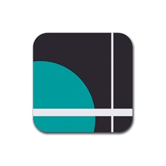 Turquoise Line Rubber Coaster (square)  by mugebasakart