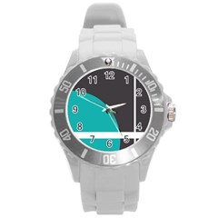 Turquoise Line Round Plastic Sport Watch (l) by mugebasakart