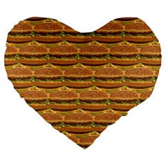 Delicious Burger Pattern Large 19  Premium Heart Shape Cushions by berwies