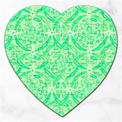 Kiwi Green Geometric Jigsaw Puzzle (heart) by linceazul