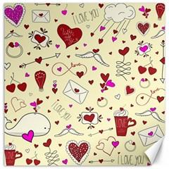 Valentinstag Love Hearts Pattern Red Yellow Canvas 20  X 20   by EDDArt