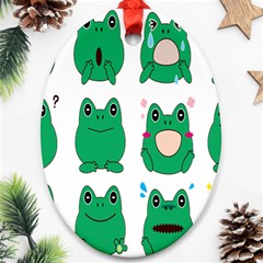 Animals Frog Green Face Mask Smile Cry Cute Ornament (oval) by Mariart