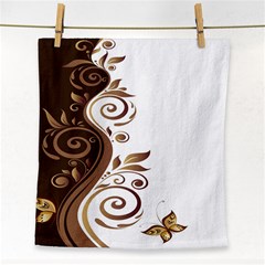 Leaf Brown Butterfly Face Towel by Mariart