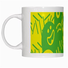 Easter Monster Sinister Happy Green Yellow Magic Rock White Mugs by Mariart