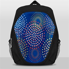 Fireworks Party Blue Fire Happy Backpack Bag by Mariart