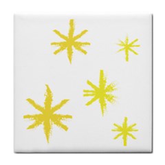 Line Painting Yellow Star Tile Coasters by Mariart