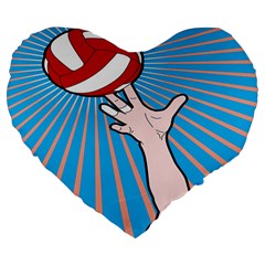 Volly Ball Sport Game Player Large 19  Premium Flano Heart Shape Cushions by Mariart