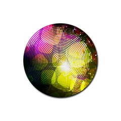 Plaid Star Light Color Rainbow Yellow Purple Pink Gold Blue Rubber Coaster (round)  by Mariart