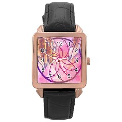 Watercolor Cute Dreamcatcher With Feathers Background Rose Gold Leather Watch  by TastefulDesigns