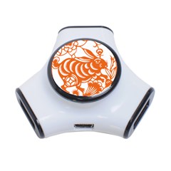 Chinese Zodiac Horoscope Rabbit Star Orange 3-port Usb Hub by Mariart