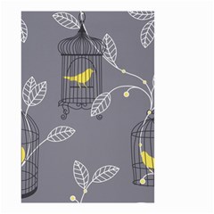 Cagr Bird Leaf Grey Yellow Small Garden Flag (two Sides) by Mariart