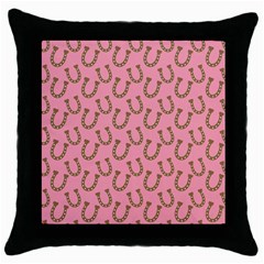 Horse Shoes Iron Pink Brown Throw Pillow Case (black) by Mariart