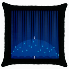 Rain Blue Sky Water Black Line Throw Pillow Case (black) by Mariart