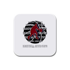 Basketball Never Stops Rubber Square Coaster (4 Pack)  by Valentinaart