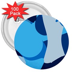 Blue Polka 3  Buttons (100 Pack)  by Mariart