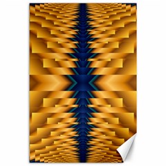 Plaid Blue Gold Wave Chevron Canvas 24  X 36  by Mariart