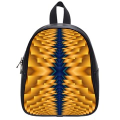 Plaid Blue Gold Wave Chevron School Bags (small)  by Mariart