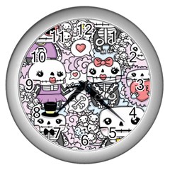 Kawaii Graffiti And Cute Doodles Wall Clocks (silver)  by Nexatart