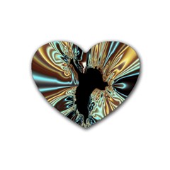 Silver Gold Hole Black Space Rubber Coaster (heart)  by Mariart