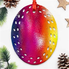 Color Glass Rainbow Green Yellow Gold Pink Purple Red Blue Ornament (oval Filigree) by Mariart