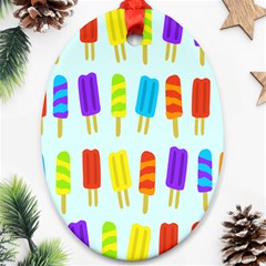 Popsicle Pattern Oval Ornament (two Sides) by Nexatart