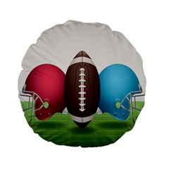 Helmet Ball Football America Sport Red Brown Blue Green Standard 15  Premium Round Cushions by Mariart